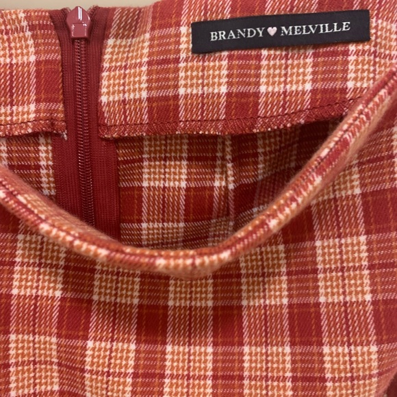 BNWOT*RARE*BRANDY MELVILLE CARA MINI SKIRT❤️‍🔥RED/ORANGE PLAID-OS-NEVER … - Picture 15 of 16